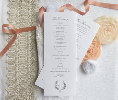 Folded Wedding Program Printable Template or Printing - Wedding Programs | Folded Program | CLASSIC Collection Style |  SET OF 10