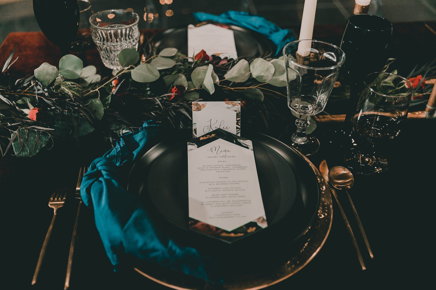 Moody Wedding Menu  | Menus  |  Dinner Menu - Style 09 - Moody Collection