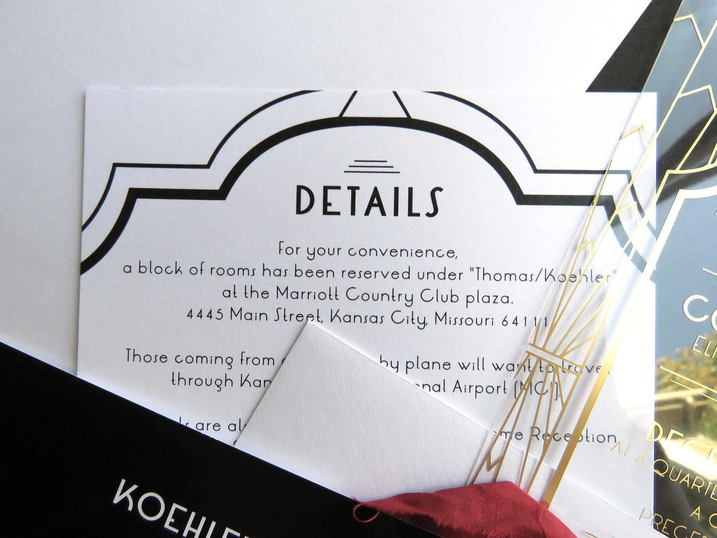 Art Deco Wedding Invitation Acrylic Invitation  | Custom Invitations | Invitation Card | Elegant Invitations - Style 109