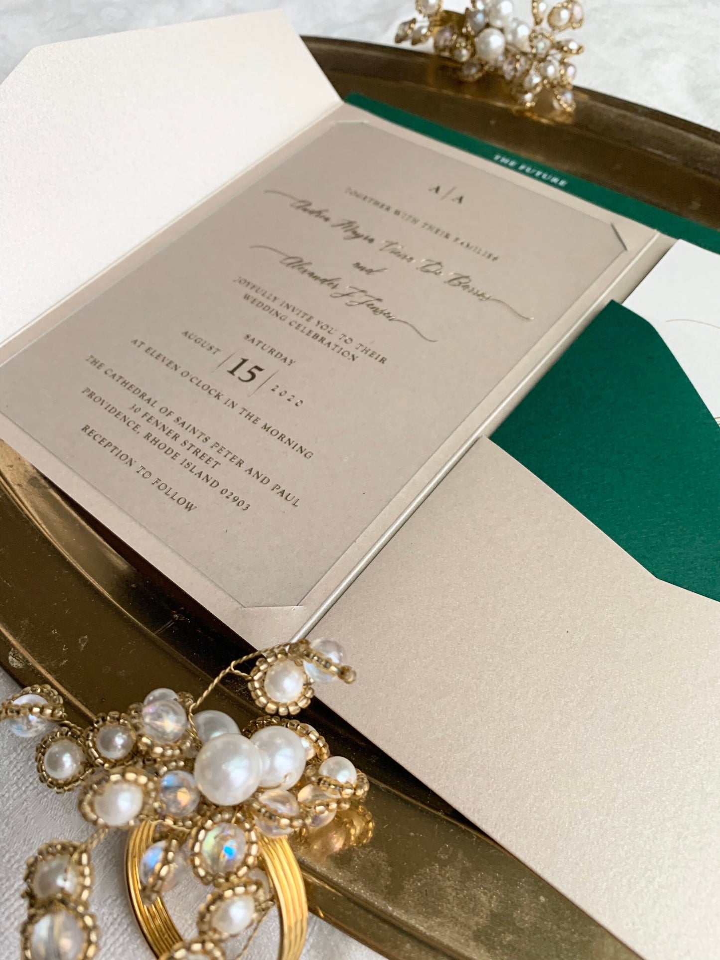 Champagne Wedding Invitation | Acrylic Card |  Custom Invitations | Invitation Card | Elegant Invitations - Style 98 - Option 3a