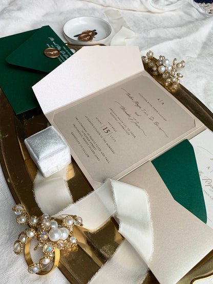 Champagne Wedding Invitation | Acrylic Card |  Custom Invitations | Invitation Card | Elegant Invitations - Style 98 - Option 3a