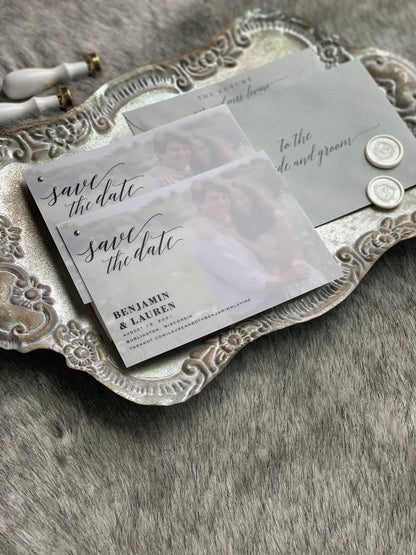 Save the Date Vellum Layered Invites |  sage envelopes - Style 166