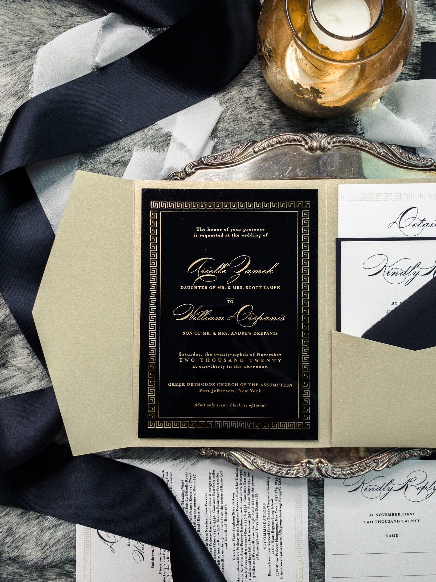 Greek Wedding Invitations | Acrylic Invitation |  |  Clear Invitations  | Custom Invitations | Elegant Invitations  - Style 30 - Option 3a