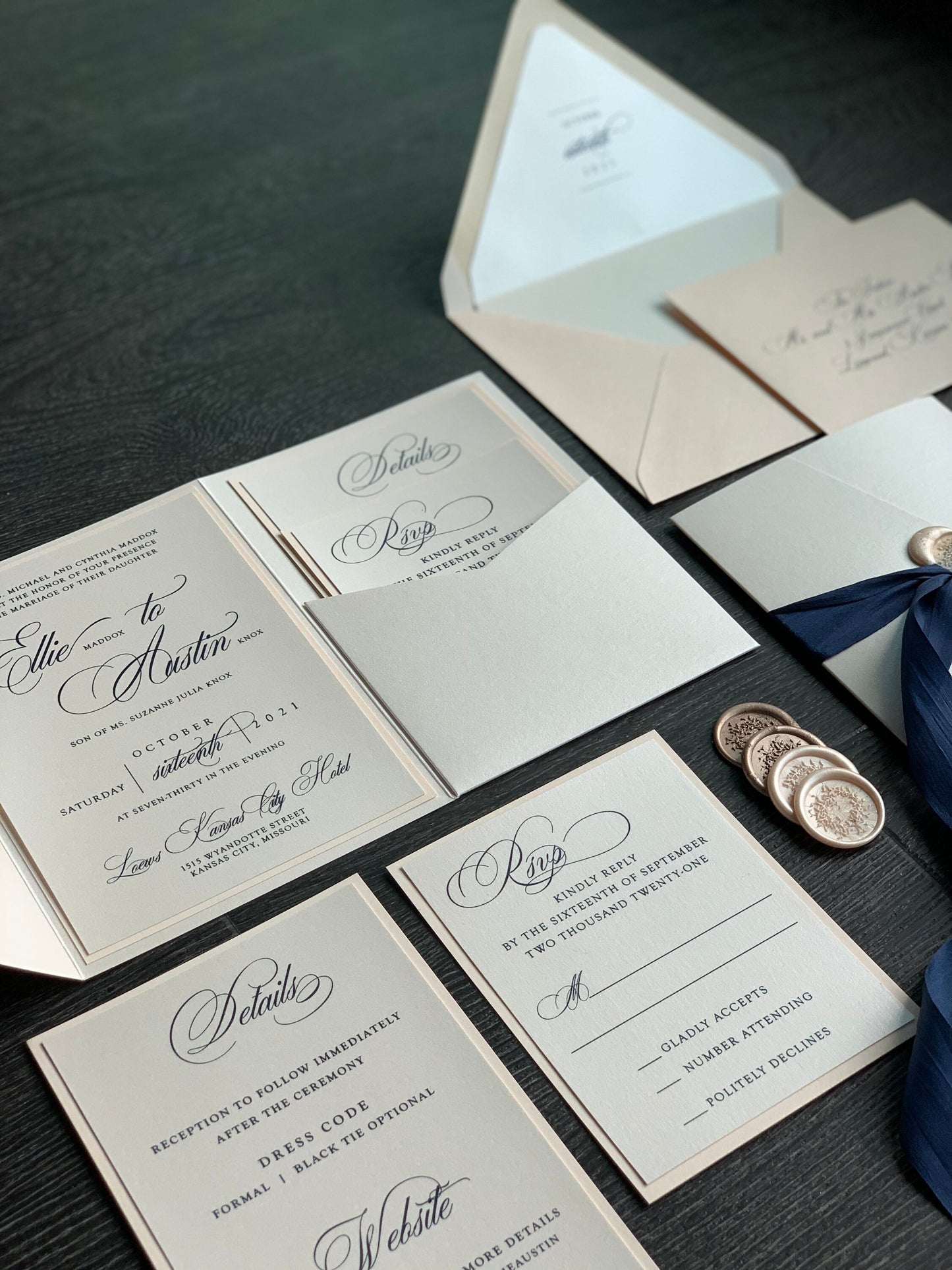 Pocket Folder Wedding Invitations - Loews Collection Style 227