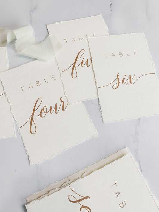 Wedding Table Numbers PRINTED -  Deckled Edging Style 211