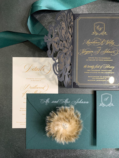 Lasercut Wedding Invitation |  |  Clear Invitations  | Custom Invitations | Invitation Card | Elegant Invitations  - Style 214 - Option 10
