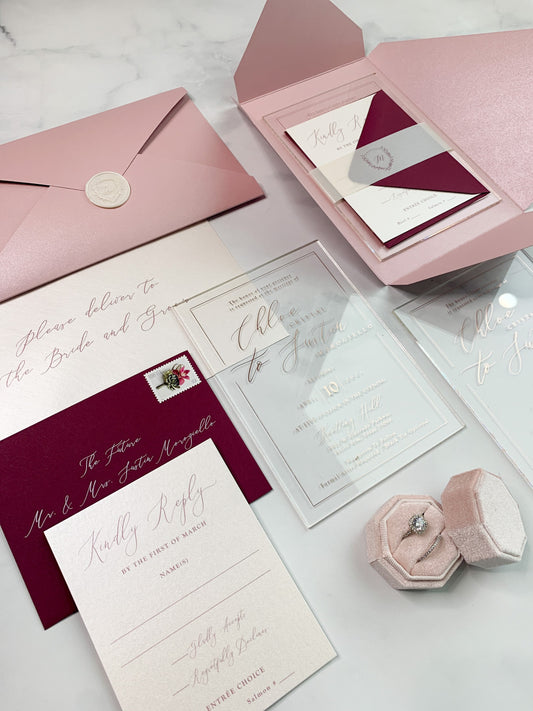 Acrylic Wedding Invitation | Invites  | Custom Invitations | Invitation Card | Elegant Invitations - Style 131 - Option 2