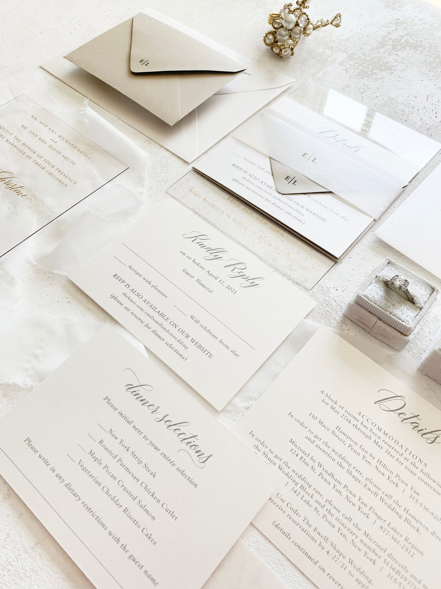 Champagne Wedding Invitations | Acrylic Invitation Cards |  Elegant Clear Wedding Invitations | Custom Invitations   - Style 266 - Option 7