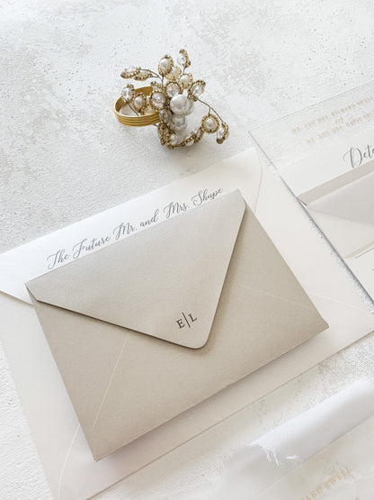 Champagne Wedding Invitations | Acrylic Invitation Cards |  Elegant Clear Wedding Invitations | Custom Invitations   - Style 266 - Option 7