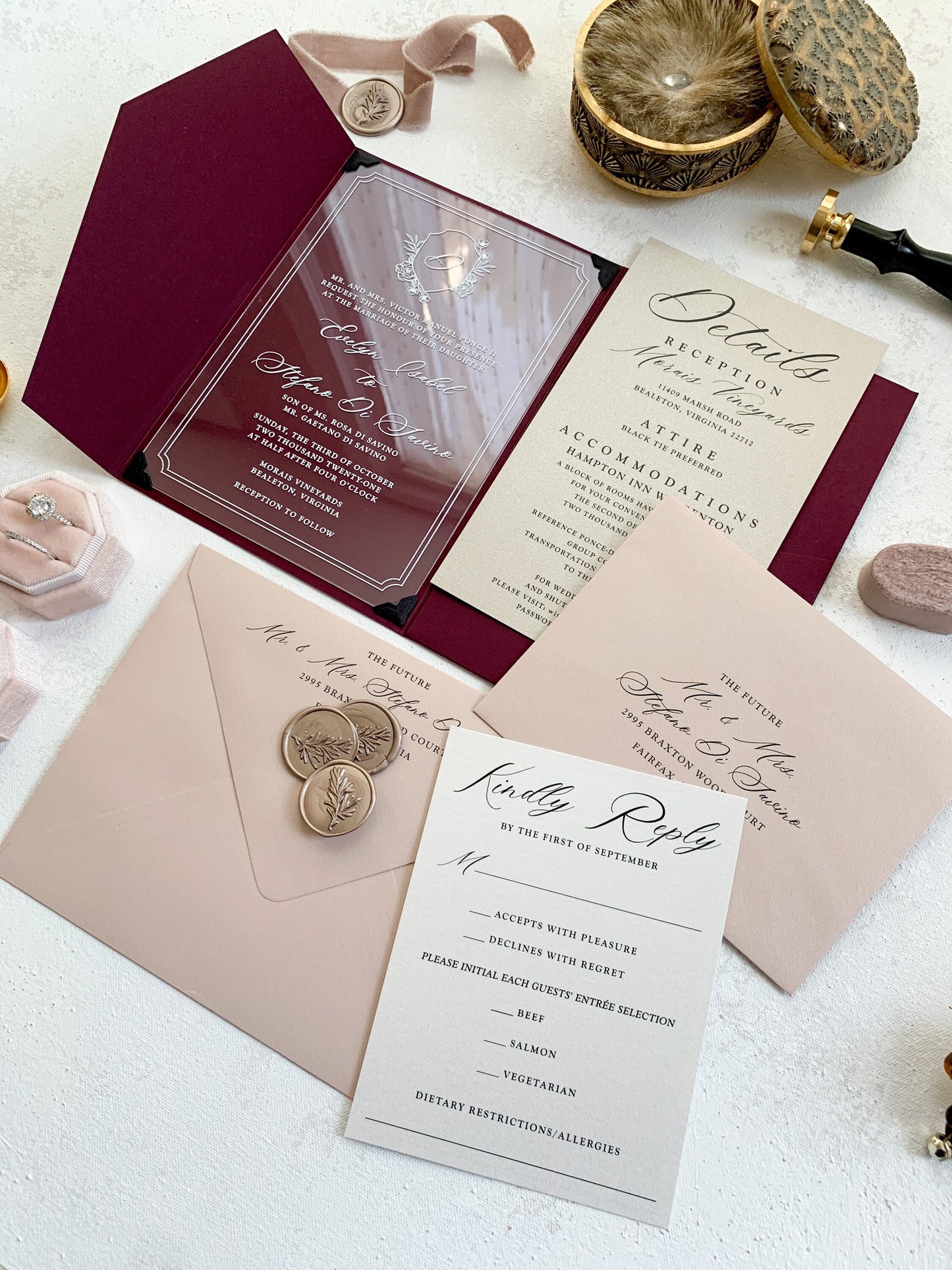 Acrylic Wedding Invitation | Acrylic Card |  Clear Invitations  | Custom Invitations | Invitation Card |  Style 157 - Option 3a