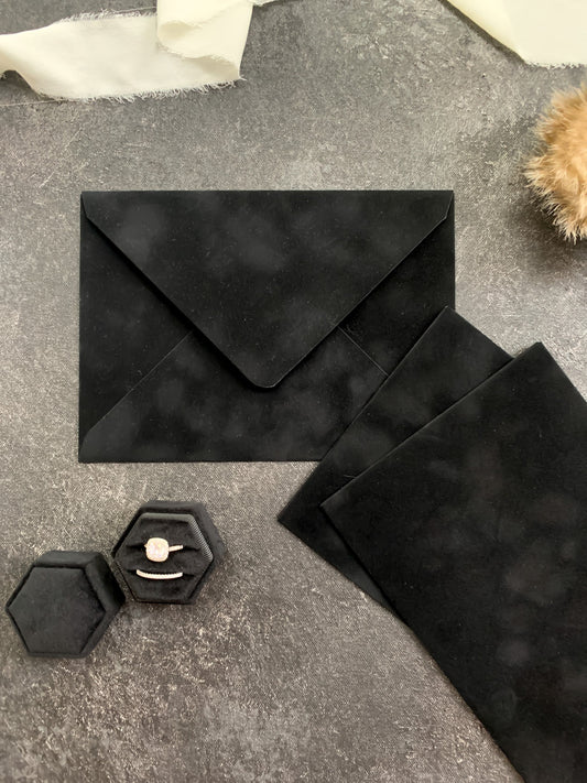 Black Velvet Envelopes - Black Velvet Envelope - A7 7.25x5.25 | Other colors available  |  SET OF 10