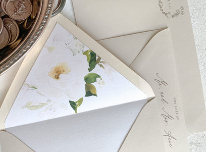 Wildflower Deckle Wedding Invitations | Romantic Detailed Wreath -  Style 170