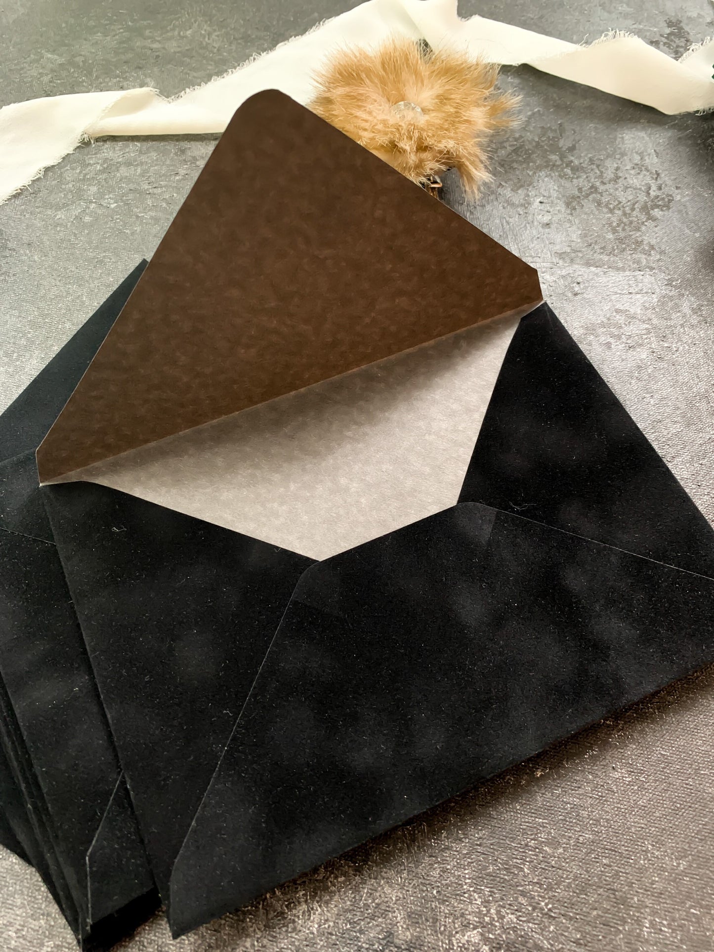 Black Velvet Envelopes - Black Velvet Envelope - A7 7.25x5.25 | Other colors available  |  SET OF 10