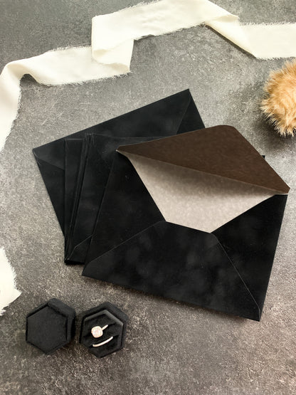 Black Velvet Envelopes - Black Velvet Envelope - A7 7.25x5.25 | Other colors available  |  SET OF 10