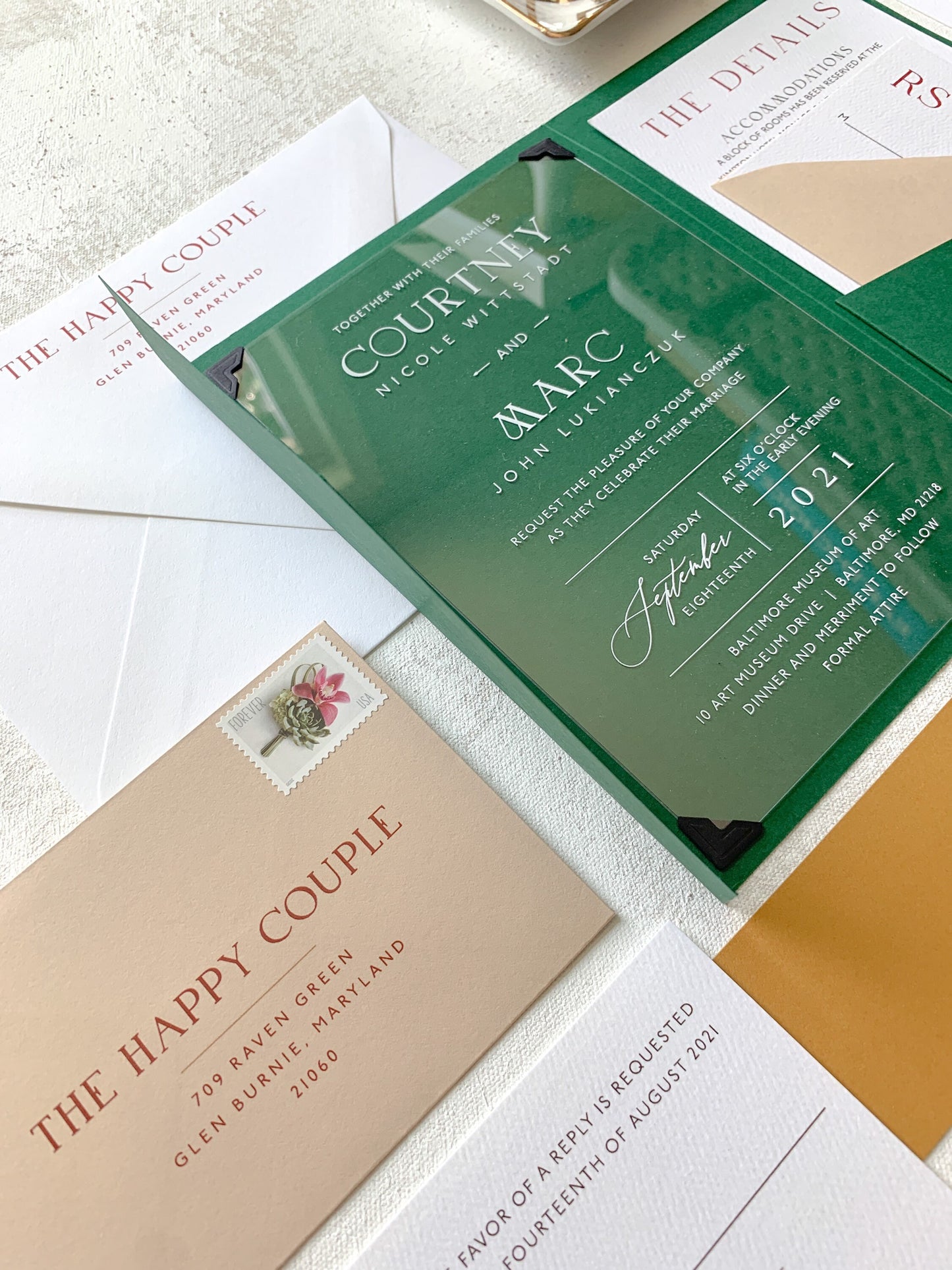Modern Acrylic Wedding Invitation | Acrylic Card |  Custom Invitations | Invitation Card | Elegant Invitations - Style 273 - Option 2
