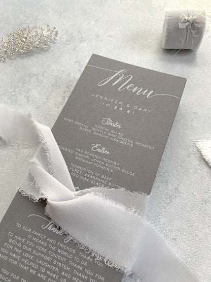 Wedding Menu | White Printing on Menu -  Style 239