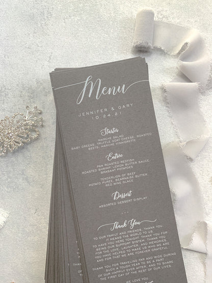 Wedding Menu | White Printing on Menu -  Style 239