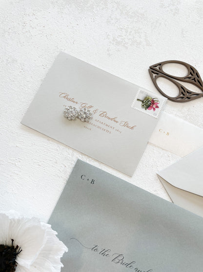 Acrylic Wedding Invitation |  |  Clear Invitations  | Sage and Peach Elegant Invitations - Style 309 - Option 12
