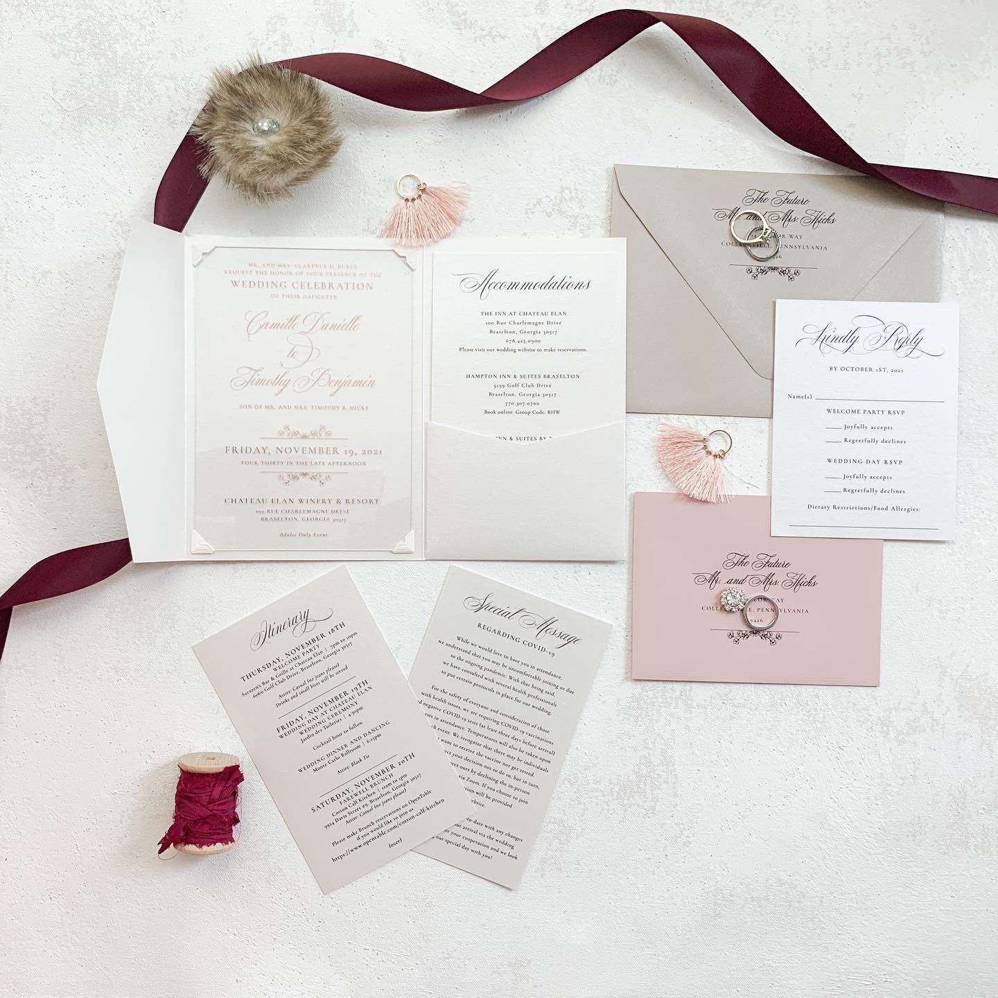 Ivory Wedding Invitation | Acrylic Invites |  Acrylic Invitation Card | Custom Acrylics | Invitation Suite - Style 276 - Option 3a