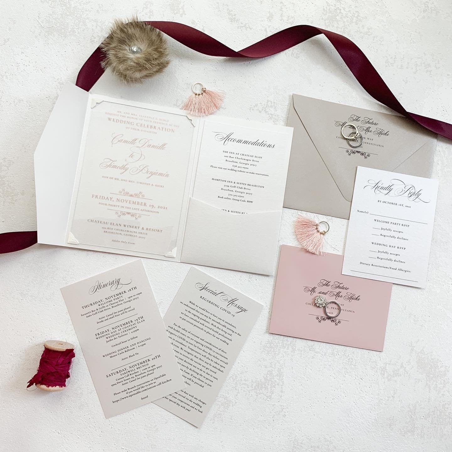 Ivory Wedding Invitation | Acrylic Invites |  Acrylic Invitation Card | Custom Acrylics | Invitation Suite - Style 276 - Option 3a