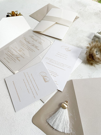 Champagne Wedding Invitation | Acrylic Invites  |  Clear  | Acrylic Invitation | Wedding Invitations - Style 161 - Option 3a