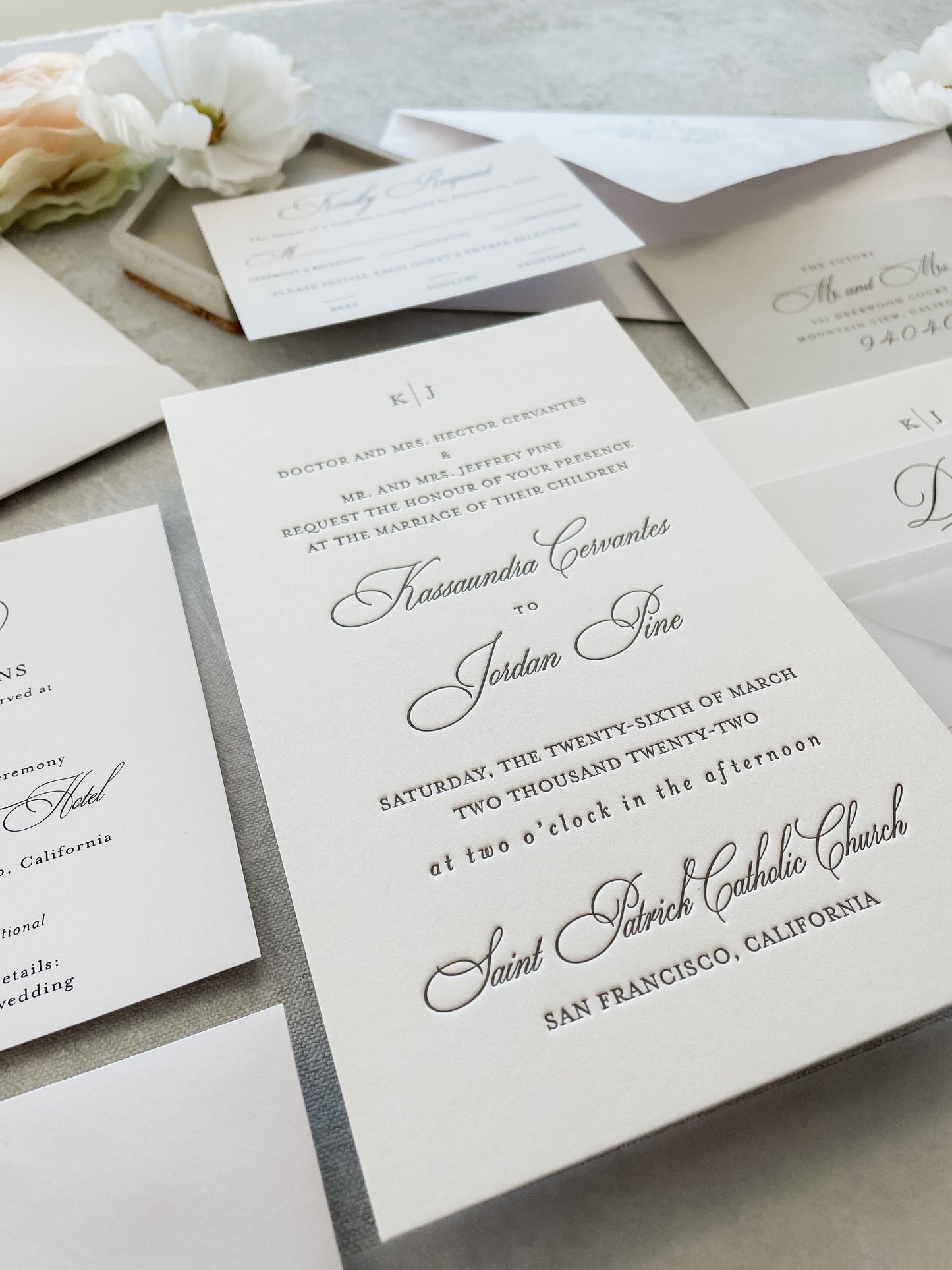 Letterpress Invitations - Ultra Thick Paper |  Wedding Invites  | Invitation Set  - Ultra Thick Wedding Invitation 336# Style 216