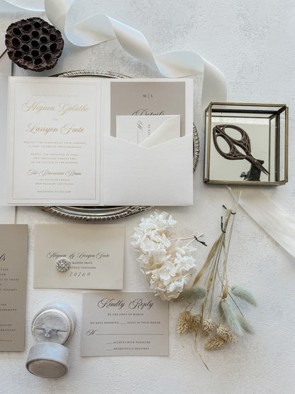 Ivory Wedding Invitation with Gold Foil - Style 118