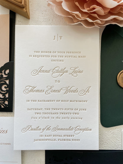 Letterpress Invites - Thick Paper |  Wedding invitation invites  | Invitation Set  - Ultra Thick Wedding Invitation 236# Style 259
