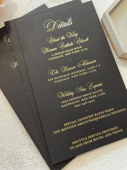 Gold Foil Details Cards for your Wedding or Gala - Style 146