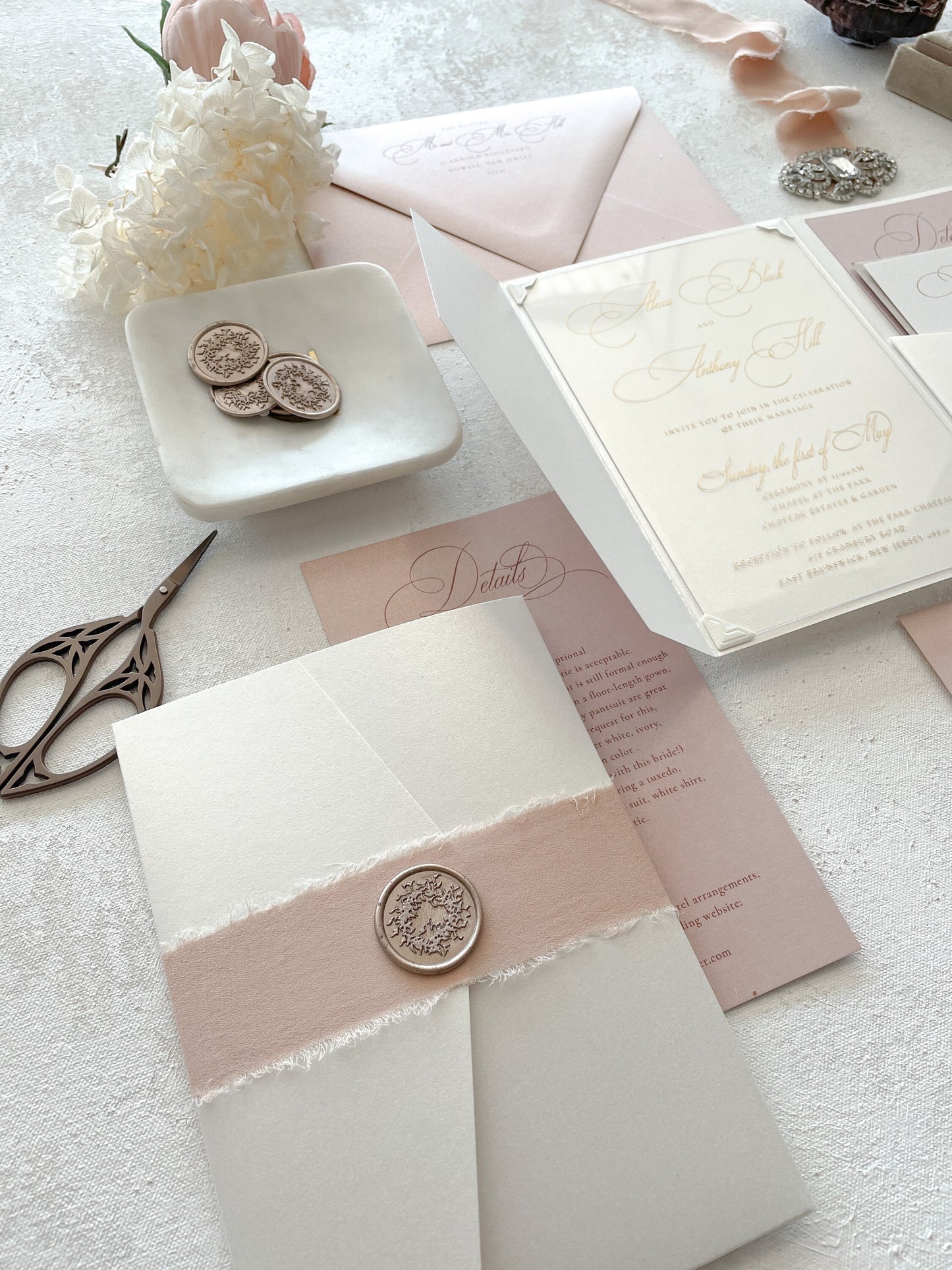 Blush Wedding Invitations | Acrylic Invitation | Clear Invitations |  Invites |  Elegant Invitation | Acrylic Invitations  - Style 39c