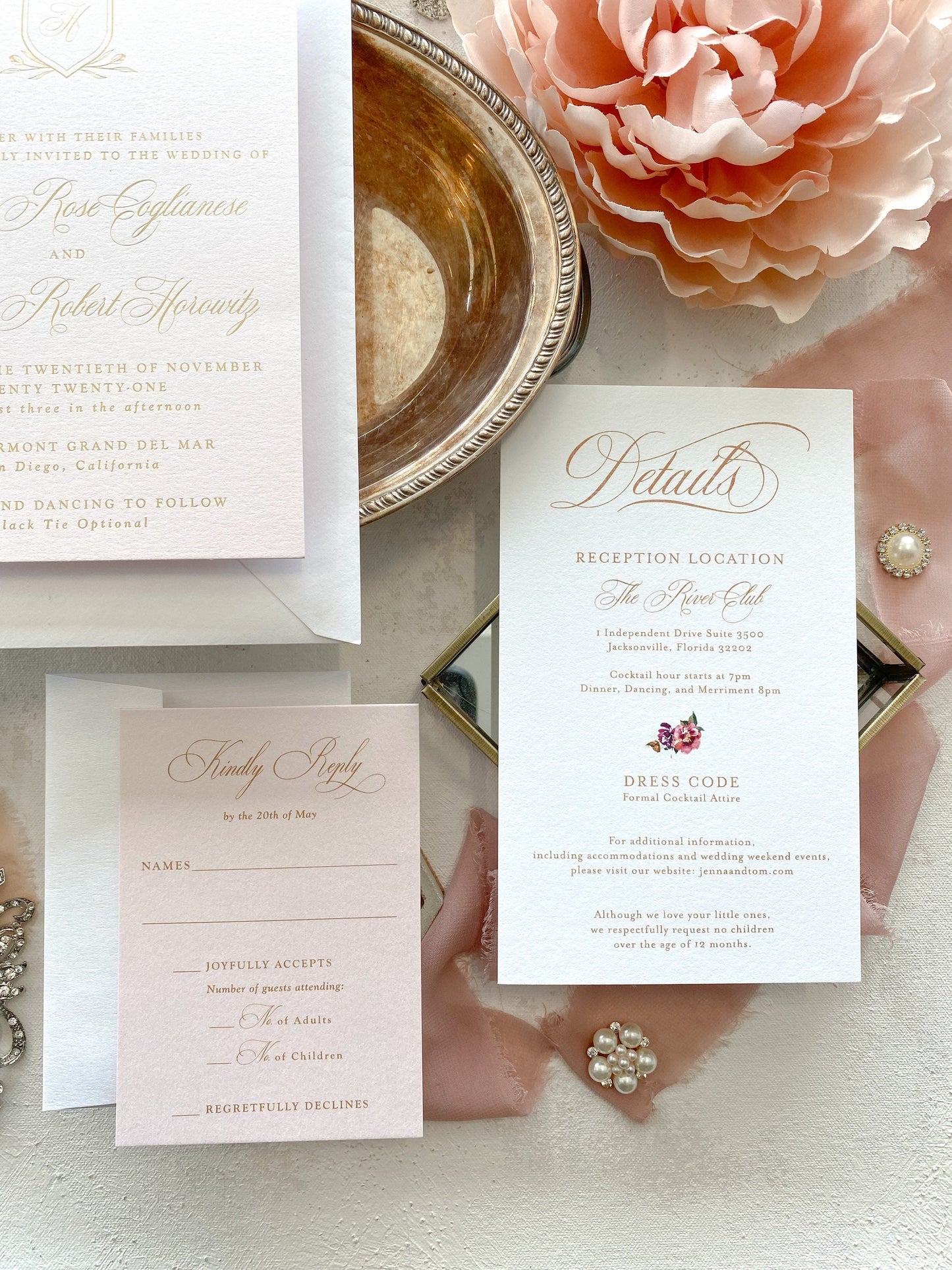 Blush Wedding Invitations Foil Invitations |  Wedding Invites  |  Wedding Invitation - Style 312
