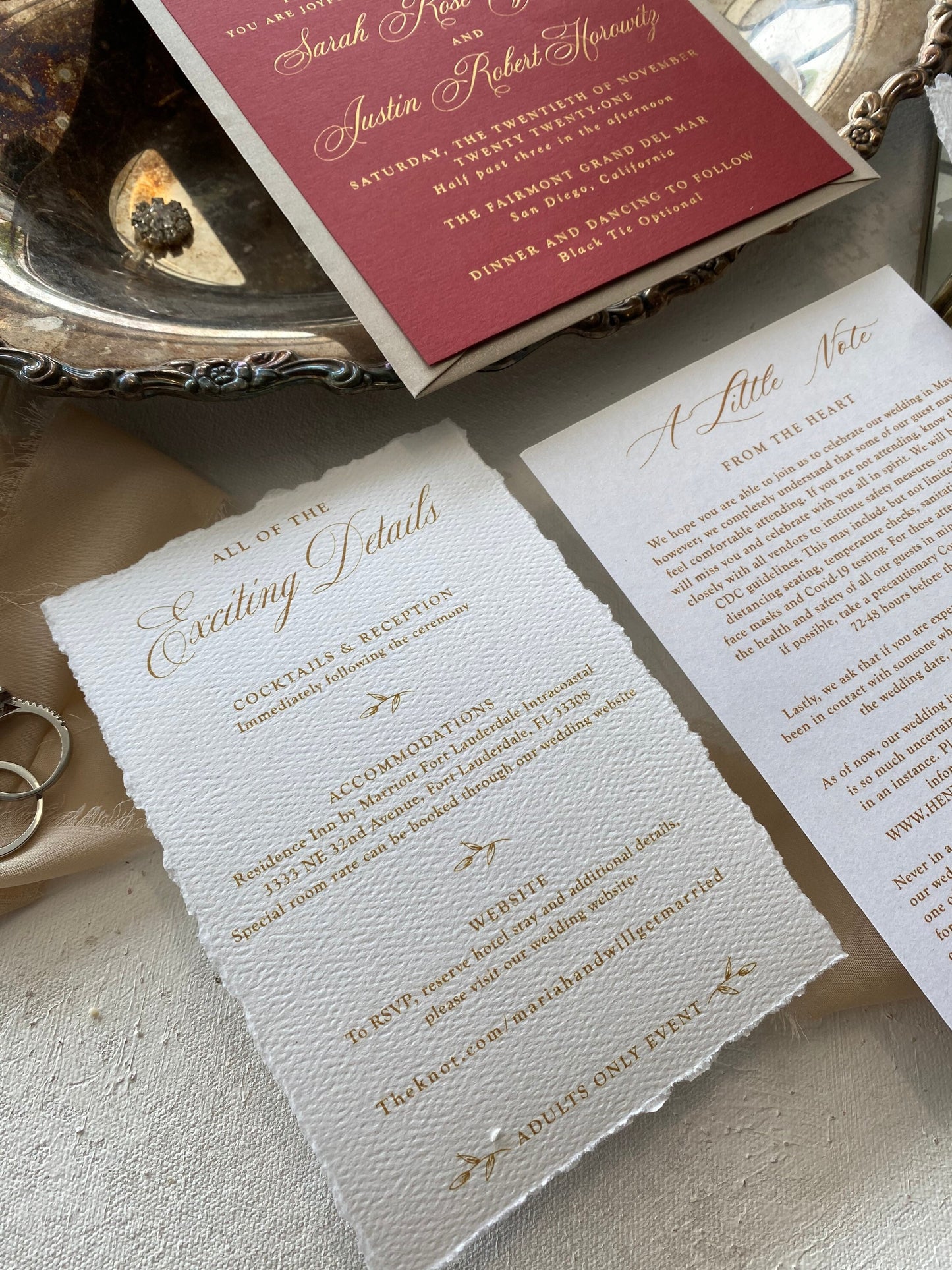 Red Wedding Invitations |  Wedding Invites  | Invitation Set  - foil Wedding Invitation - Style 313