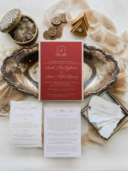 Red Wedding Invitations |  Wedding Invites  | Invitation Set  - foil Wedding Invitation - Style 313