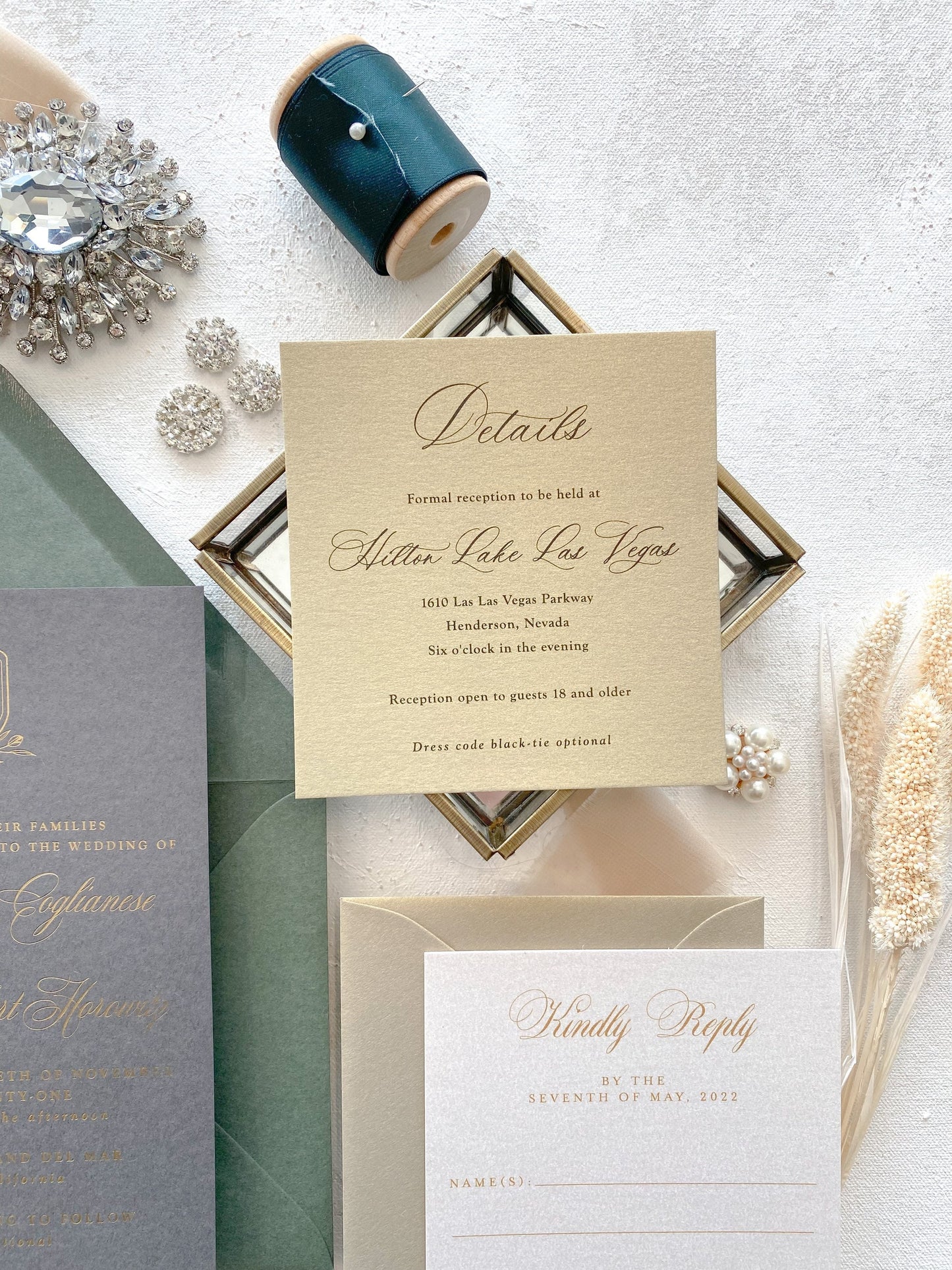 Sage Wedding Invitations | Sage, Gray and Gold |  Foil Invitations |  Wedding Invites  |  - Wedding Invitation - Style 310