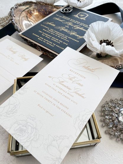 Black and Gold Elegant Invitations |  Wedding Invites  | Invitation Set  - foil Wedding Invitation - Style 31