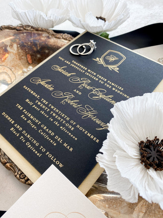 Black and Gold Wedding Invitation | Style 31