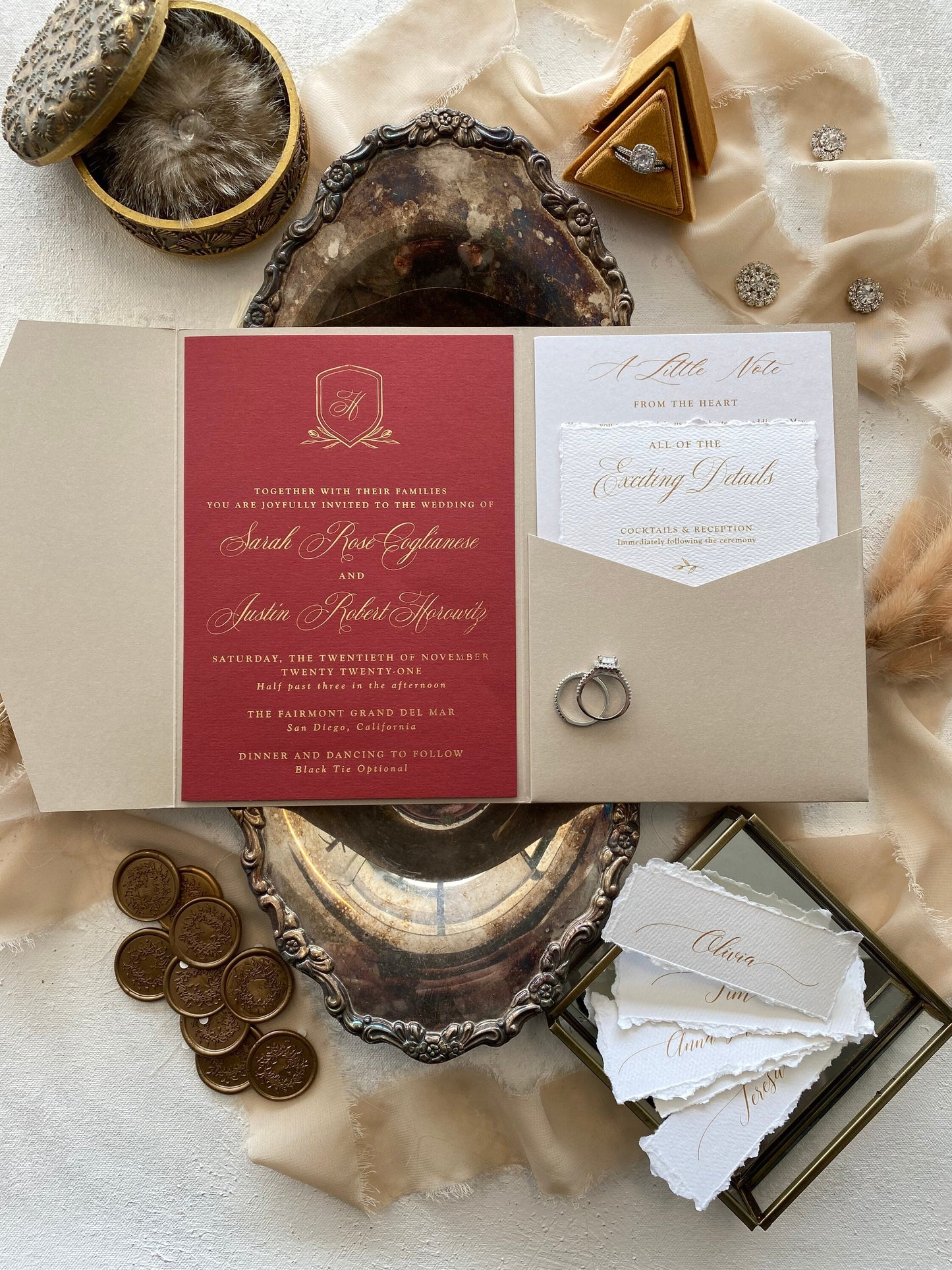 Red Wedding Invitations |  Wedding Invites  | Invitation Set  - foil Wedding Invitation - Style 313