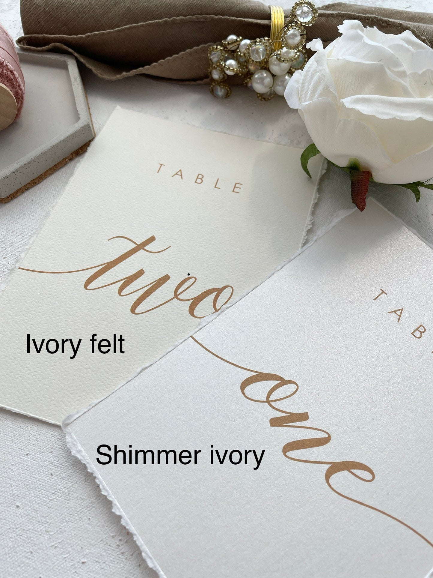 Wedding Table Numbers PRINTED -  Deckled Edging Style 211