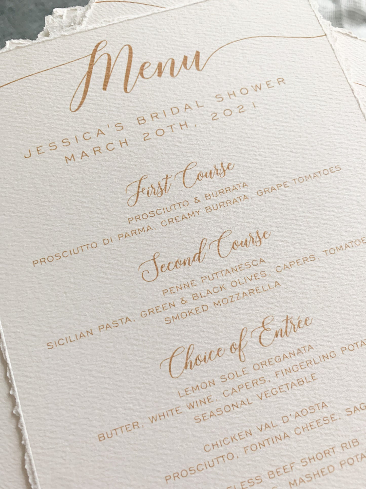 Wedding Menu | Deckled Edge Menu | dinner menu | table menu | Style 211