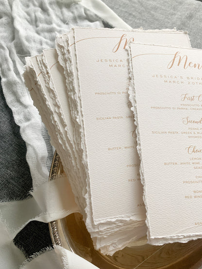 Wedding Menu | Deckled Edge Menu | dinner menu | table menu | Style 211