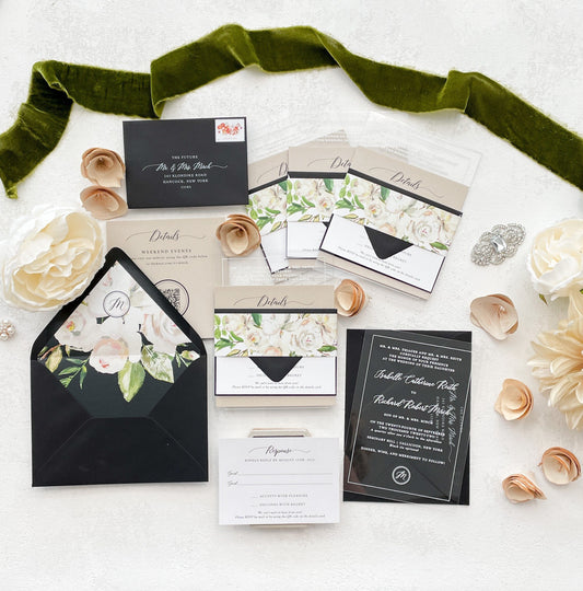 Acrylic Wedding Invitation | Champagne  |  Clear Invitations  | Custom Invitations Elegant Invitations Style 314a - Option 7