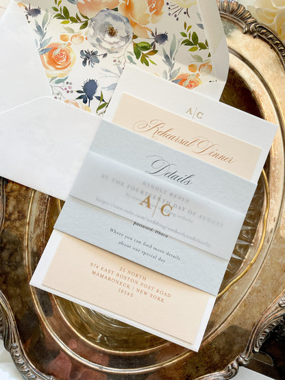 Wildflower Wedding Invitations  - Letterpress Invitations |  Spring Wedding Invites  | Option 7 Style 402