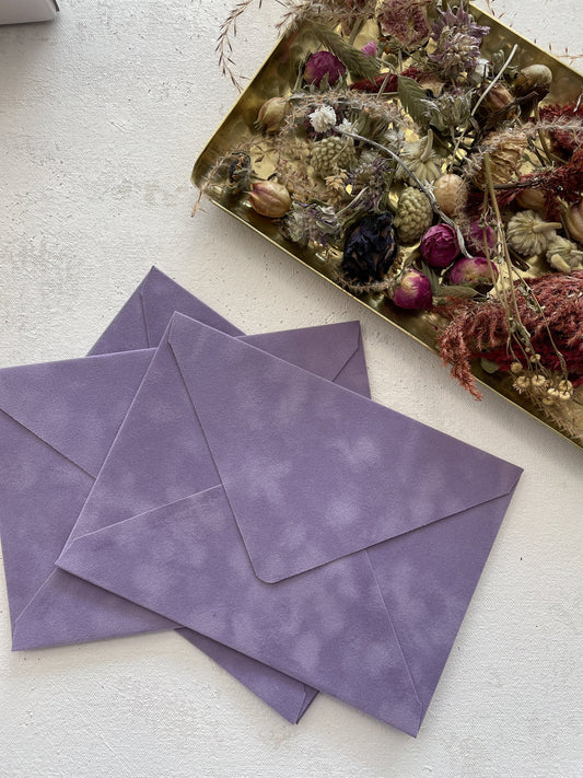 Velvet Envelopes - Lavender Velvet Envelope - A7 7.25x5.25 | Other colors available  |  SET OF 10