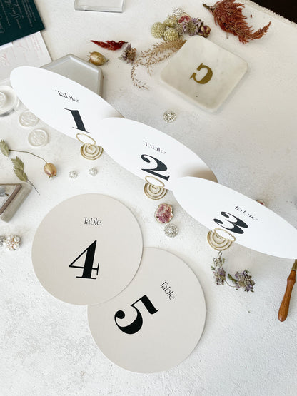 Circle Table Numbers PRINTED - 4, 5 or 5.75 inches - Style 46 - SET OF 5