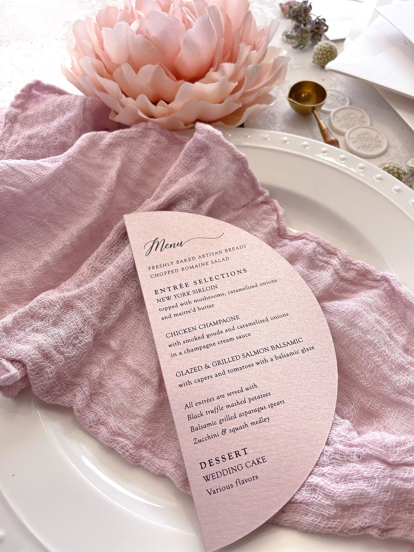 Half Circle Menu - Any color paper 5.75inch or 6.5 inches Style 74