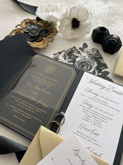 Luxury Acrylic Wedding Invitation | Wedding Invitations Clear  | Acrylic Invitation | Wedding Invitations - Style 303 - Option 3a