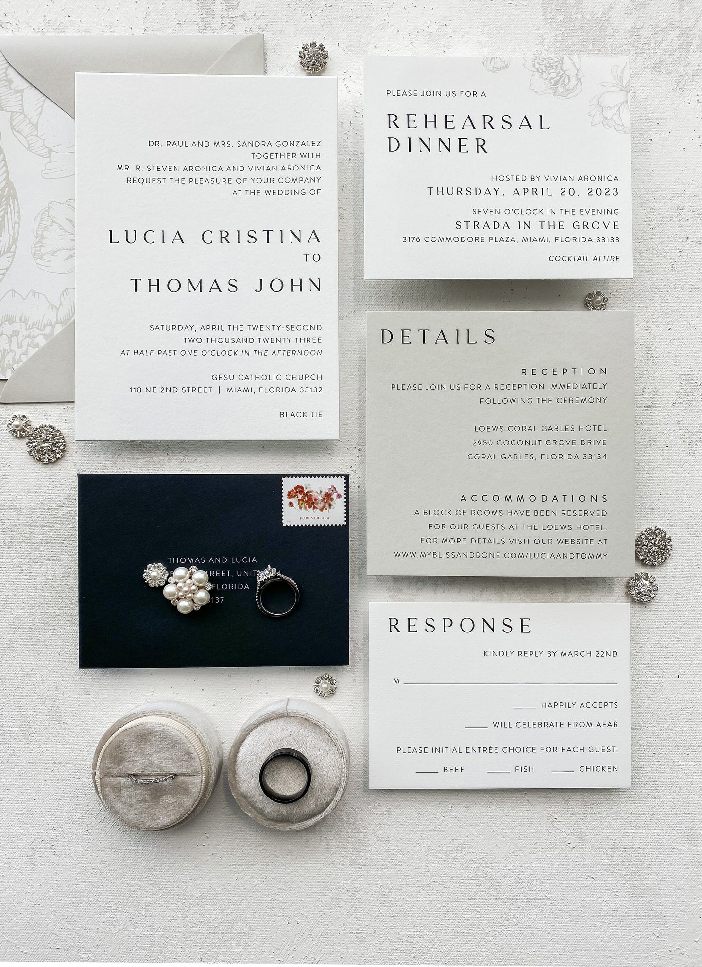 Modern Letterpress Invitations | black and white Wedding Invitations -  Style 900
