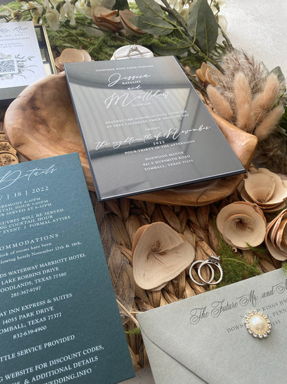 Acrylic Wedding Invitation | Invites  | Custom Invitations | Invitation Card | Elegant Invitations - Style 886 - Option 12