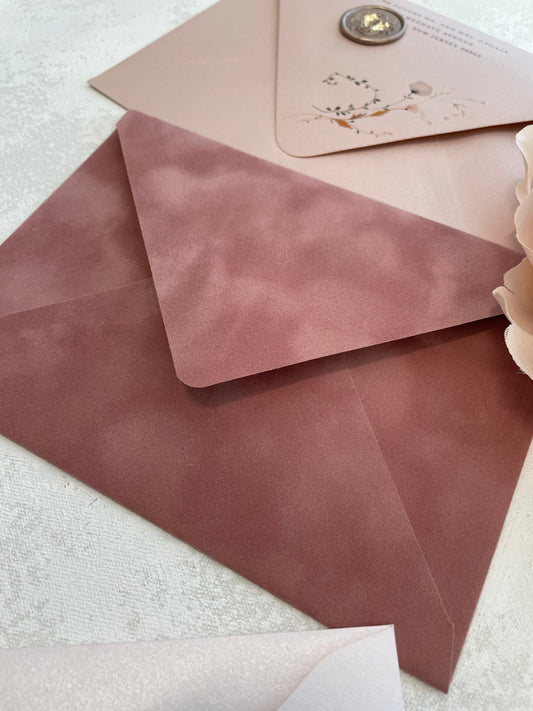 Dusty Rose Velvet envelopes