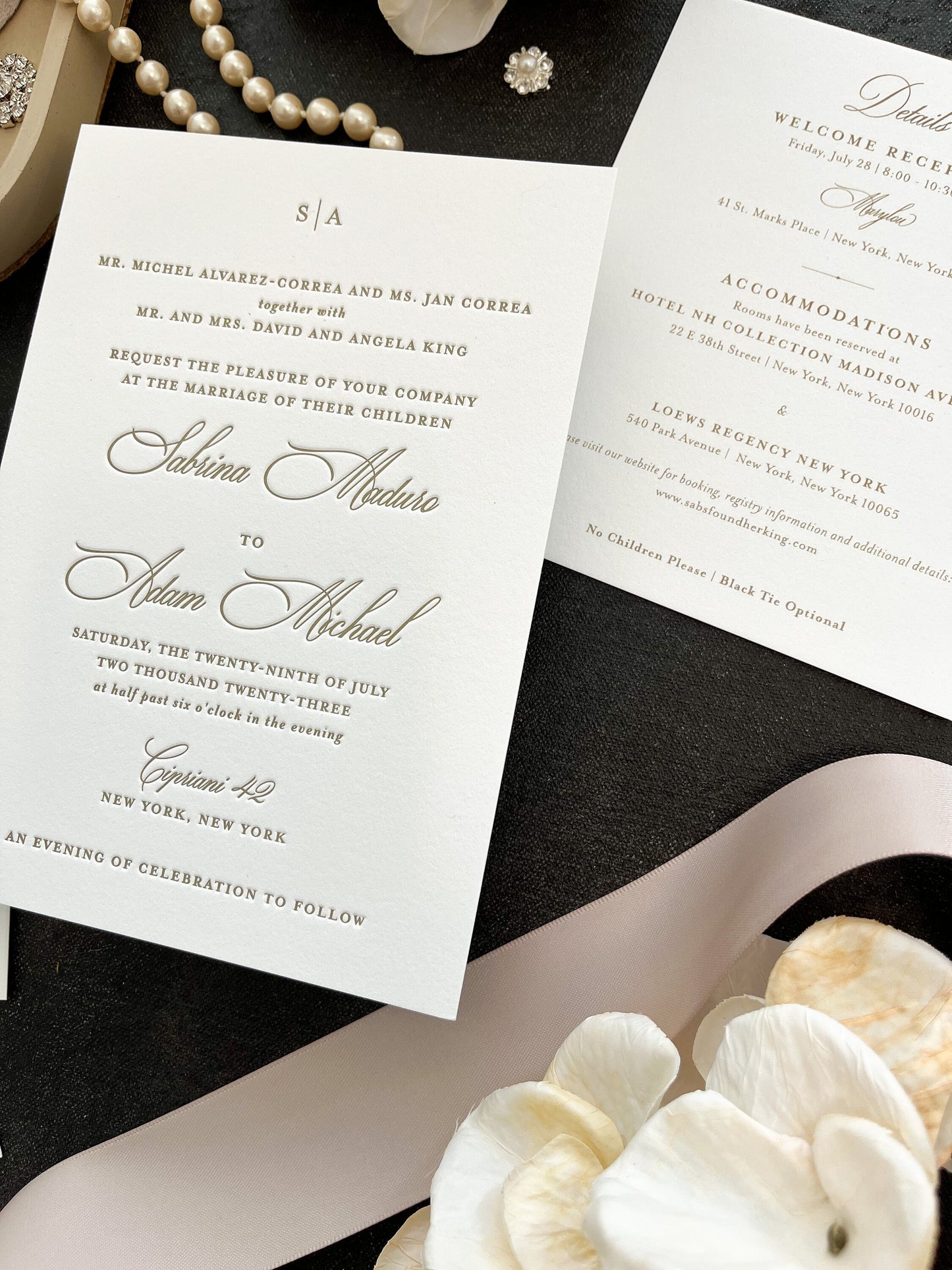 Taupe Letterpress Wedding Invites | Personalized Invites | Letterpress Invite |  Style 50